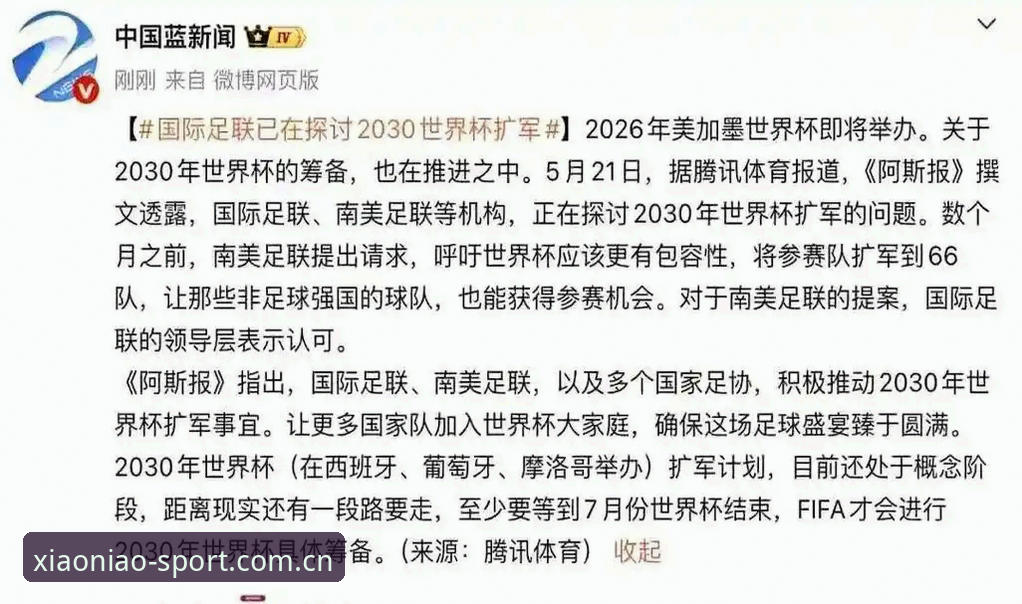 世界杯66队扩军计划最新动态：中国男足迎来历史性机遇